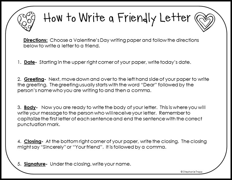 How To Write A Friendly Letter Example